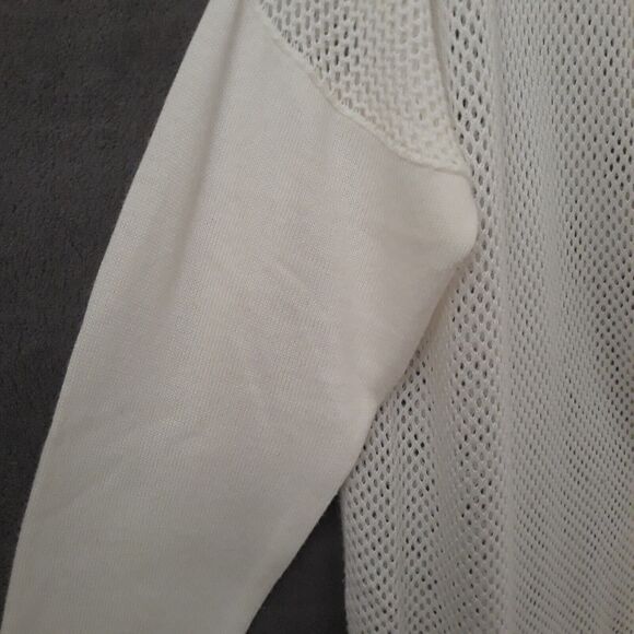 Lilla P Open Open Knit Cardigan Sweater Women's M White Long Sleeves - Picture 6 of 11